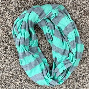 Striped Infinity Scarf in Mint and Gray